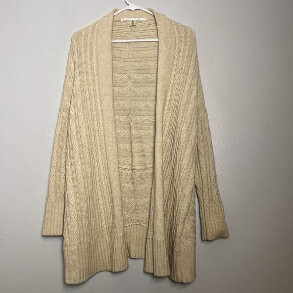 Max Studio Sweaters - Max Studio Womens Wool Alpaca Blend Cable Knit Open Front Cardigan Beige Sz S